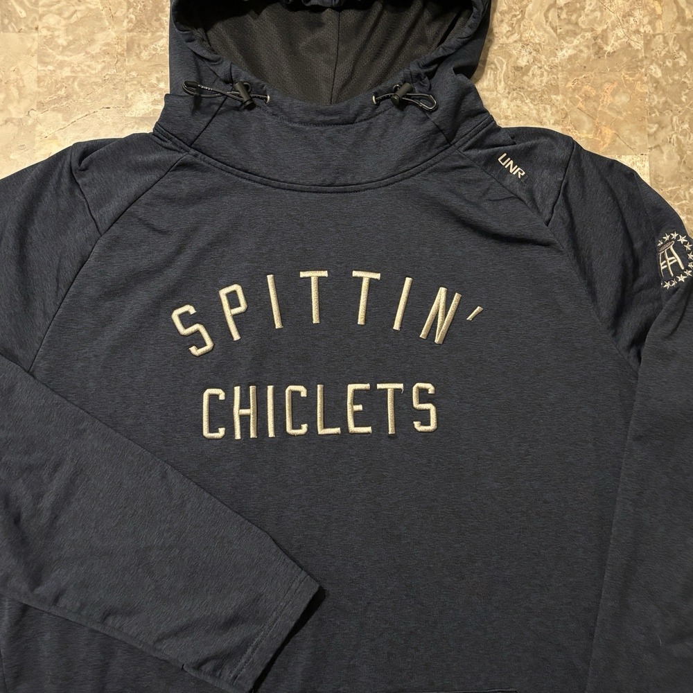 UNRL Hoodie Mens XL Blue Spittin Chiclets Fleece Sweatshirt Barstool Golf